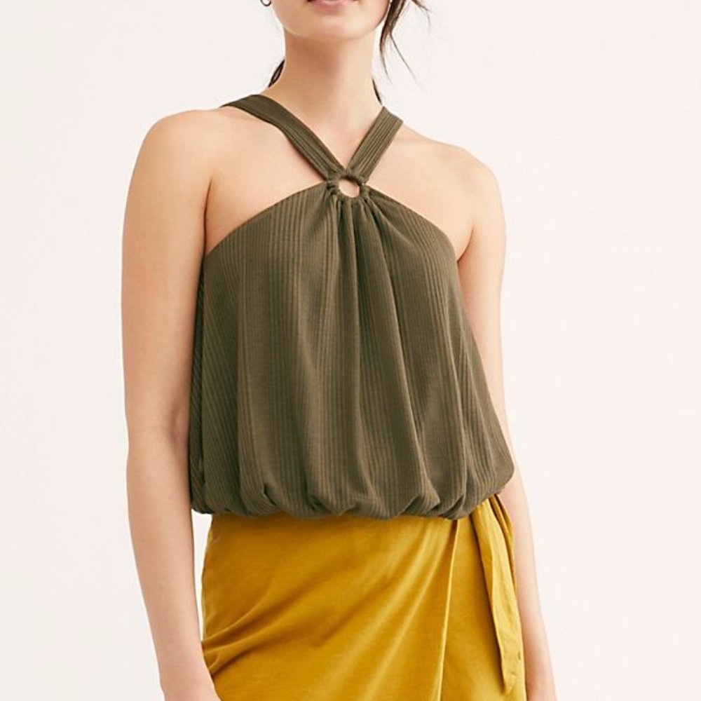 Free People Just a Fling Bubble Halter Top XS - Picture 2 of 8